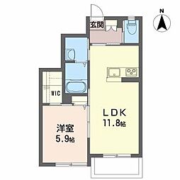 ドミール・サン 1LDKの間取図画像