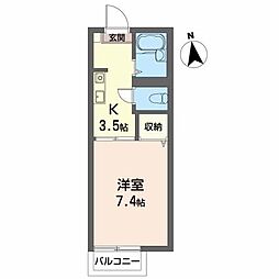 グリーンハイツ 1Kの間取図画像