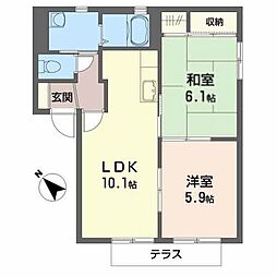 グランデュールあさか 2LDKの間取図画像