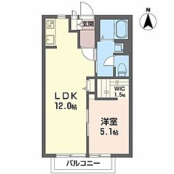 チーサー富田A 1LDKの間取図画像