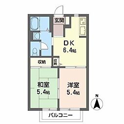ロイヤルバレーB 2DKの間取図画像