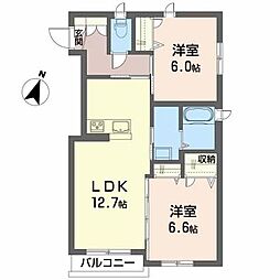 Will桑野 2LDKの間取図画像