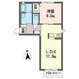 ヴィラ　モルゲンレーテ 1階1LDKの間取り