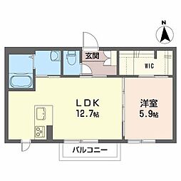 メゾングレイス 1LDKの間取図画像