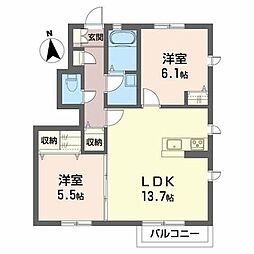 シャーメゾン水尾 2LDKの間取図画像