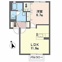 ガーデンコート壱番館 1LDKの間取図画像