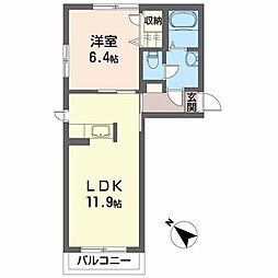 パステルハイツ 1LDKの間取図画像