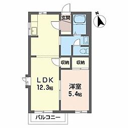 ヴィラ和田道C 1LDKの間取図画像