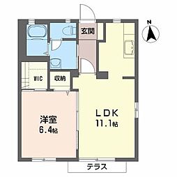 ピュアA 1LDKの間取図画像