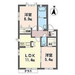 エクラージュ 2LDKの間取図画像
