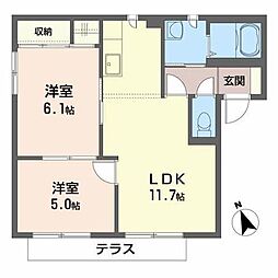ファミールプラザB 2LDKの間取図画像