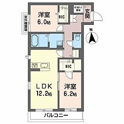 シャーメゾンリサイア 2LDKの間取図画像
