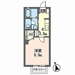 シャーメゾンディアスアベ 1Kの間取図画像