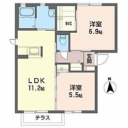 メゾンモンタールトC 2LDKの間取図画像