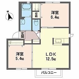グランコート丸内B 2LDKの間取図画像
