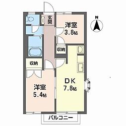 フレグランス菜恵C 2DKの間取図画像