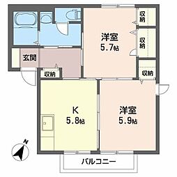 ポラリス 2Kの間取図画像