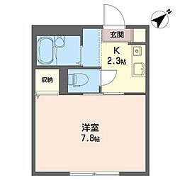 ラ・フォーレ材木町 1Kの間取図画像