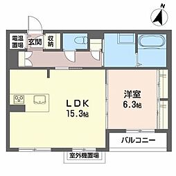 メゾンマスト名須川C 1LDKの間取図画像