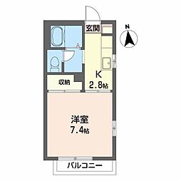 アピア 1Kの間取図画像
