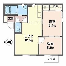 メイプル 2LDKの間取図画像