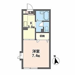 シーアンドエム 1Kの間取図画像