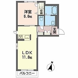 シャーメゾンポルトA 1LDKの間取図画像
