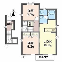 ミックハウスB 2LDKの間取図画像