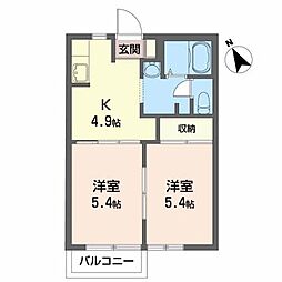 ビアーレ・エムA 2Kの間取図画像