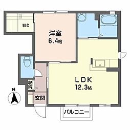 トリプルエイト 1階1LDKの間取り