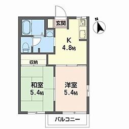 エステートハイムA 2Kの間取図画像