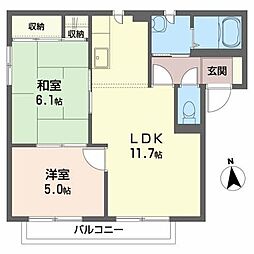 アバンセA 2LDKの間取図画像
