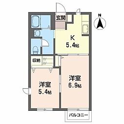 クリスタルコート 2Kの間取図画像