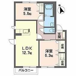 サン・シャーメゾン3 2LDKの間取図画像