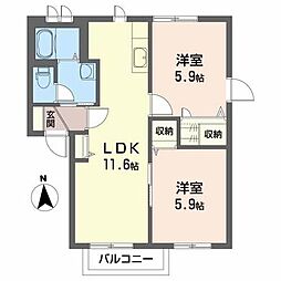 メゾン中町A 2LDKの間取図画像