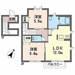 シャーメゾン高屋敷C 2LDKの間取図画像