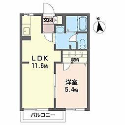 フラットフィールドB 1LDKの間取図画像