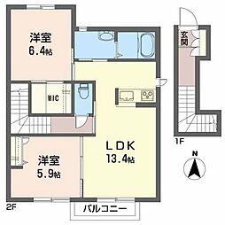 ノース・フォレストB 2LDKの間取図画像
