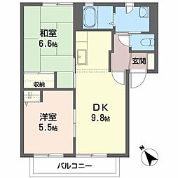 ルミエールC 2DKの間取図画像