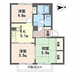 ボナールC 3Kの間取図画像