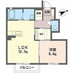 グレイスコートB 1LDKの間取図画像