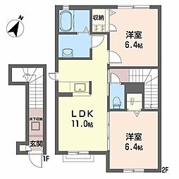 シャーメゾンサンアート 2LDKの間取図画像