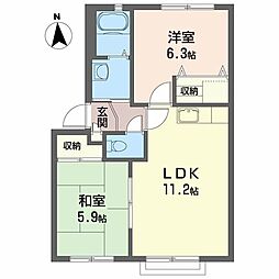 アビタシオン 2LDKの間取図画像