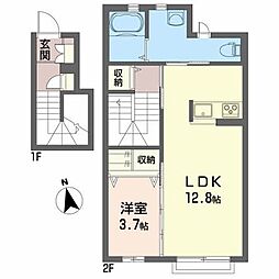 シャーメゾン・ベルデュール 2階1LDKの間取り