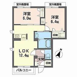 シャーメゾンガーデンズ下長A 2LDKの間取図画像