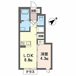 グランドガーデンC 1LDKの間取図画像