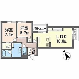 アイクレール 2LDKの間取図画像