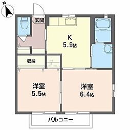 ディアパレスB 2Kの間取図画像