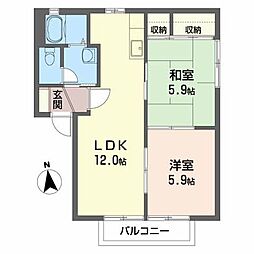 ソレアードA 2LDKの間取図画像