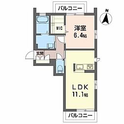 クオレ 1LDKの間取図画像